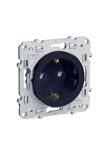 Schneider Odace Antrasit Topraklı Priz Modül + Kapak