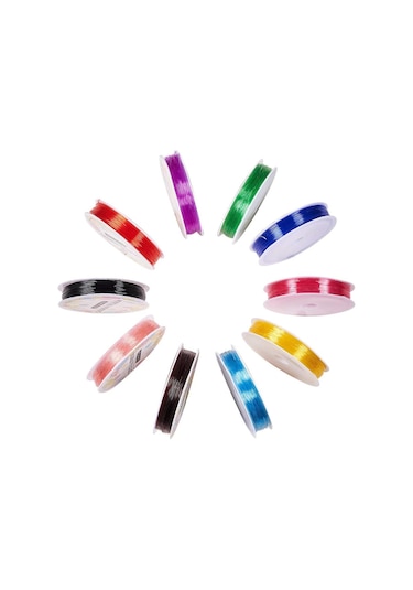 10 Adet. Renkli Misina. 1 Mm. Silikon Misine. Esnek. El İşi Takı.