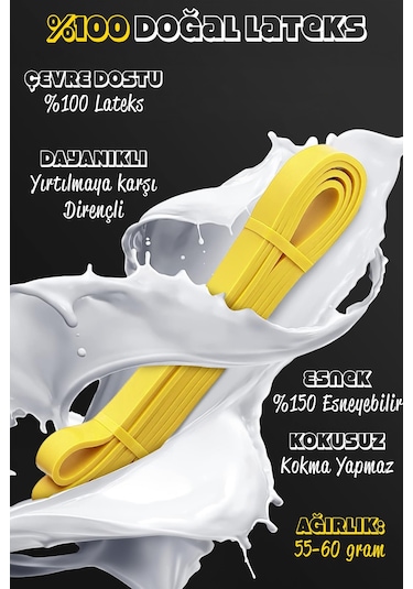 5 Kg Direnç Bandı Kas Geliştirme Lastiği Fitness Pilates Cross Training Bant Sarı - Hafif Sert Sarı