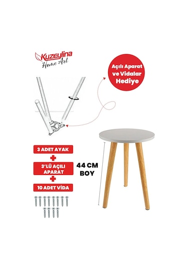 Konik Sehpa Ayağı 44 Cm 3 Adet - 3'lü Plastik Ayak Bağlantı Aparatı Ve Vidalar Hediye