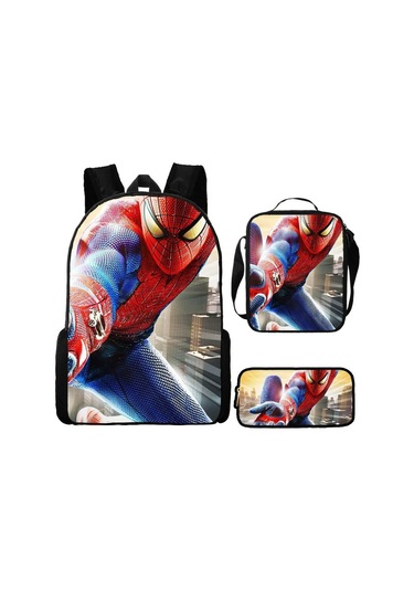 Örümcek Adam Yeni Sırt Çantası Büyük Kapasiteli Öğrenci Kişilik Okul Çantası Üç Parça Seti Stil 28