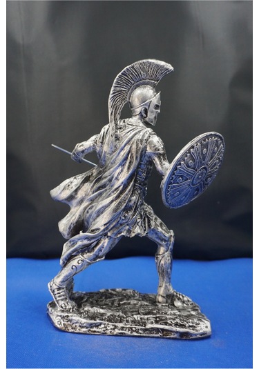 Achilles Aşil Mitolojik Tasarım - Ev Ofis Dekoratif Hediyelik Aksesuar 19 Cm Gümüş
