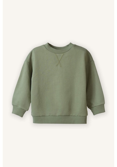 Defacto Erkek Bebek Bisiklet Yaka Basic Düz Sweatshirt A7343a526spkh434 Haki-kh434