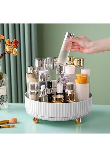 Moveevo Funest Makyaj Düzenleyici Plus, 360 Derece Dönebilen Kozmetik Masa Depolama Vitrin Kutusu Büyük Kapasiteli Yuvarlak