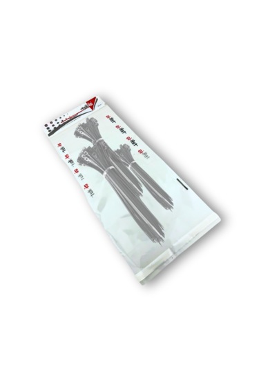 Plastik Kablo Bağı Klipsi Cırt Kelepçe 250-300-380 Mm X 4.8 Mm Siyah 20 Şer Adet Toplam 60 Adet Siyah