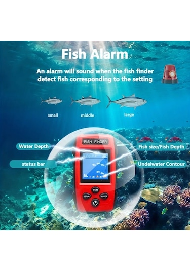Oldfriend Kırmızı Tl88e El Tipi Balık Bulucu Renkli Ekran 100m Derinlik Ölçer Pil İle Taşınabilir