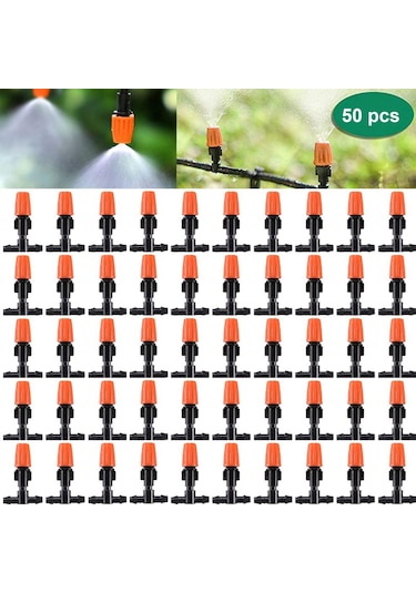 Mufunye 50 Adet Mikro Sprey Ayarlanabilir Akışlı Sulama Damlatıcıları, Bahçe Ayarlanabilir Yağmurlama Damla