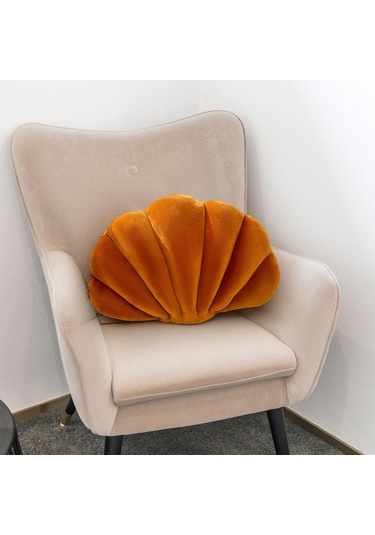 Suntek Magideal Kabuk Dekoratif Yastık Clam Yer Minderi Oturma Karamel