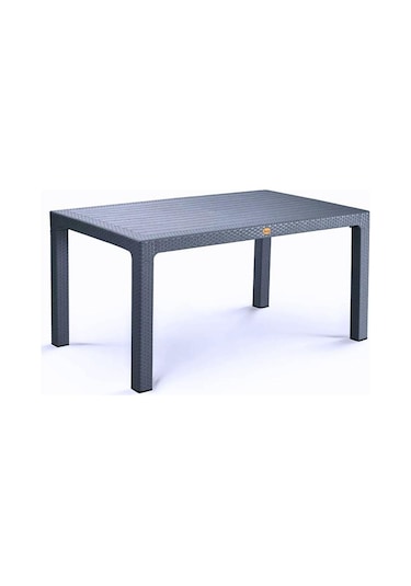 Bambu Antrasit 90x150 Cm Camsız Rattan Bahçe Balkon Masa Takımı Antrasit