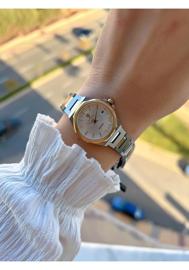 Raymond 2 Yıl Garantili Çelik Kasa Ve Kordon Kararma Renk Atma Yapmaz 5 Atm Kadın Kol Saati 611189.2 Gümüş - Sarı