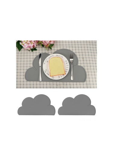 Konesam 2 Adet Çocukluk Çağı Gümüşü Yemek Matı Isı Yalıtımı, Su Geçirmez, Yiyecek Dereceli Silikon, Temizliği Kolay, Masa Koruyucu Gri