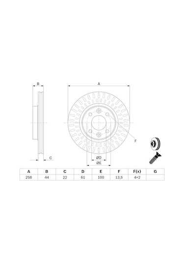 Renault Modus 1.4 2005-2006 Bosch Ön Disk 258mm Netpar9a86 2 Adet