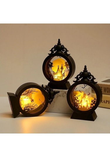 Soulader Cadılar Bayramı Led Işıklı Balkabağı Hayalet Fener Masaüstü Dekor Lamba Parti Süsü Çok Renkli