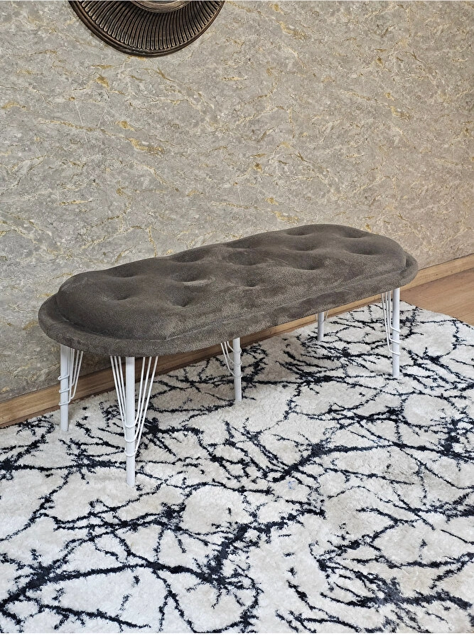 Ufo Oturak Bench - Beyaz Boyalı Telli Ayak - Oturak - Bench - Puf Çok Renkli