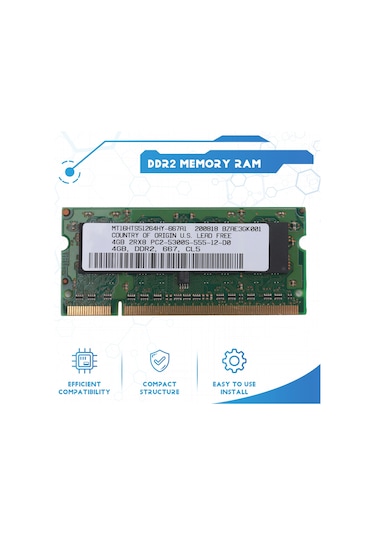 Ddr2 4gb Laptop Ram Bellek 667mhz Pc2 5300 Sodımm 1.8v 200 Pin