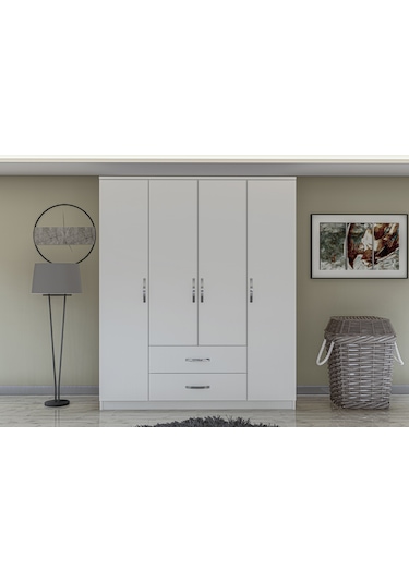 Metalia 4 Kapılı 2 Çekmeceli Gardırop
