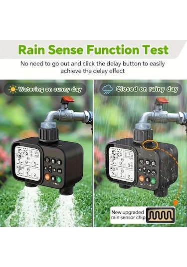 Pazly Bahçe Sulama Zamanlayıcı Wt08 Otomatik 2 Çıkışlı Dış Mekan Program Kontrol Cihazı Yağmur Gecikme Auto Sulama