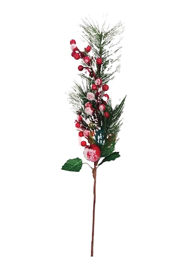 Yılbaşı Çam Dalı Berry Demeti Kozalaklı Karlı 40 Cm