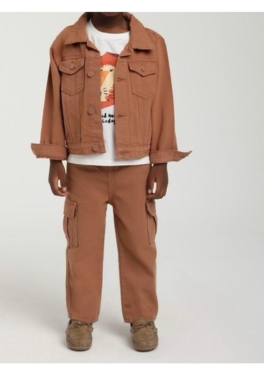 Erkek Bebek Cepli Kargo Pantolon-15628 Kahverengi