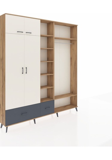 Arges Dolap 12 Raflı 2 Çekmeceli 2 Askılı 220x30x243 Çam-aytaşı/antrasit Aytası/antrasıt