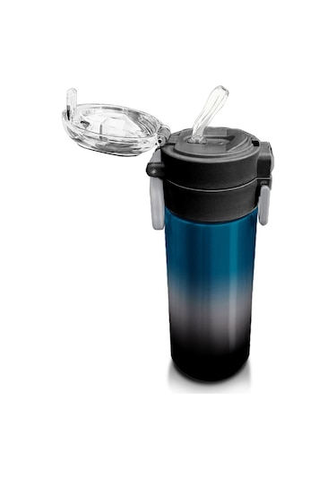 Coral High Kids Nefti Gri Renk Geçişli Pipetli Ve Direkt İçim Çelik Termos 500 Ml 31855 Gri - Yeşil