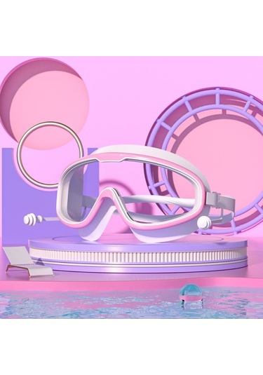 Yetişkin Ürünleri Buğu Önleyici Birleşik Kulak Tıkacı Silikon Çocuk Yüzme Gözlüğü Pembe Beyaz Kese Yetişkin Çok Renkli