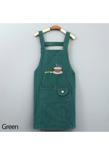 Yeşil Sevimli Pamuklu Mutfak Önlüğü Ev Yağ Geçirmez Kahve Şefi El Mendili Önlük Büyük Cep İle Kadın Pişirme Barbekü Aksesuarları