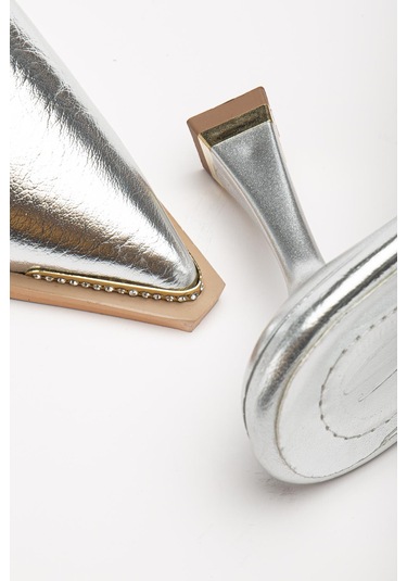 Suins Jules Kadın Topuklu Taşlı Özel Üretim Stiletto Ayakkabı Gümüş