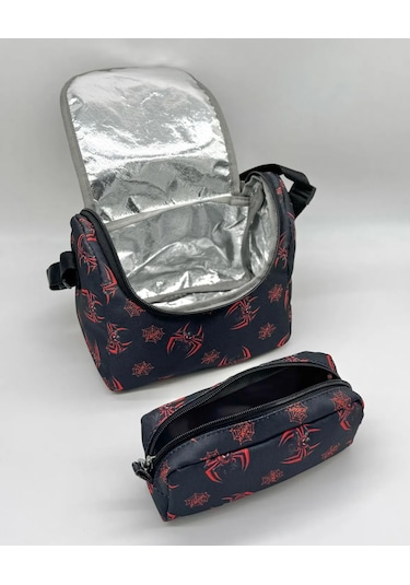 3lü Set Okul Çantası Erkek Lüx Okul Çantası Örümcek Siyah
