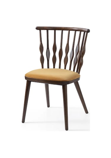 Natura Retro Ahşap Sandalye Ceviz - Sarı