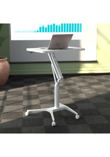 Karr Office D-FLEX-B Mobil Yükseklik Ayarlı Masa - Beyaz Tabla - Beyaz Ayak Beyaz