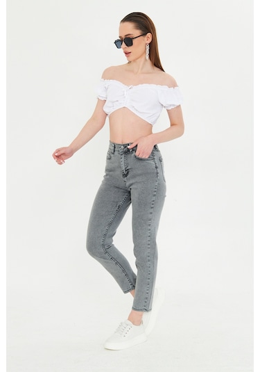 Kutaf Antrasit Slim Fit Mom Jean Antrasit