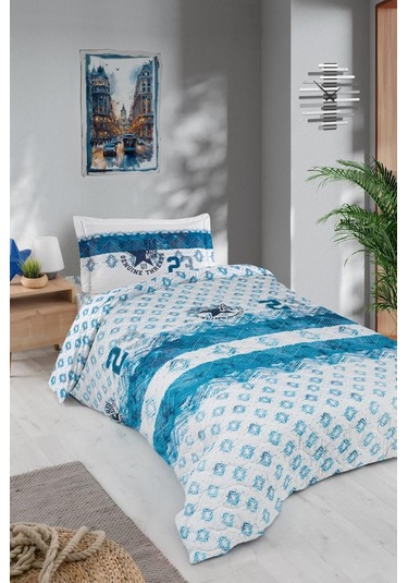 Kapitoneli Ranforce Genç Nevresim Takımı Roberto Turkuaz