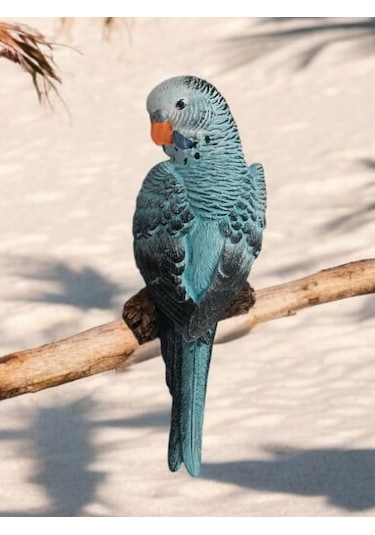 2 Adet Yeşil El Boyaması Muhabbet Kuşu Duvar Balkon Bahçe Süsü