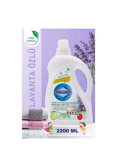 % 100 Doğal Bitkisel Bebek Sıvı Çamaşır Deterjanı Organik Lavanta Yağlı 2200 ML