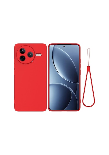 Xiaomi Poco F7 Pro İçin Katı Renk Sıvı Silikon Damlamaz Tam Kapsama Telefon Kılıfı Kırmızı