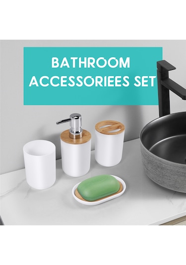 Xurunkeji Banyo Aksesuarları Seti Sabunluk Şişe Bulaşık Tuvalet Diş Fırçası Tutucu Bardak Takımı Beyaz Beyaz