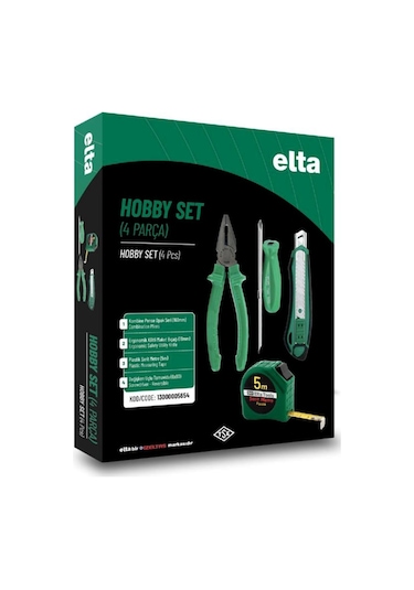 Elta Hobby Set 4 Parça Opak Pense 160mm Maket Bıçağı Şerit Metre Tornavida