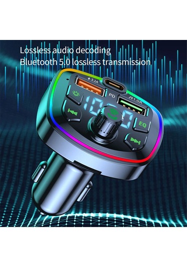 Nr74 Rgb Renkli Fm Radyo Transmitter Mp3 Çalar Bluetooth 5.0 Çakm
