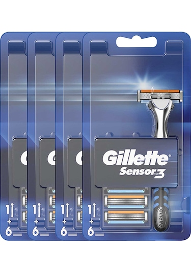 Gillette Sensor3 Tıraş Makinesi + Yedek Tıraş Bıçağı 4 x 6'lı