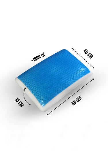 Klimalı, Soğutucu Jelli Ortopedik %100 Visco Yastık Yıkanabilir Kılıf Çantalı 60x40x15cm Beyaz
