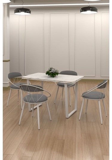 Kagu Mdf Masa Sandalye Beyaz Ms Kaz Siyah