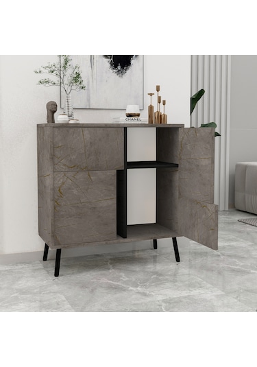 Darien Ç001 Çok Amaçlı Dolap Gordion Mermer/ahşap Siyah