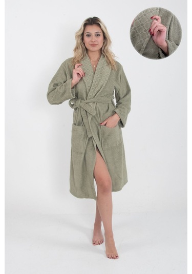 Güvenal Unisex Bornoz Bornoz Erkek Bornoz Kadın Bornoz 2 Yeşil