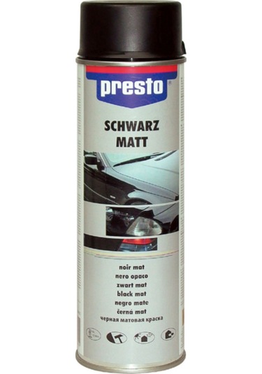 Presto Siyah Mat Sprey Akrilik Sprey Boya 500ml Şeffaf