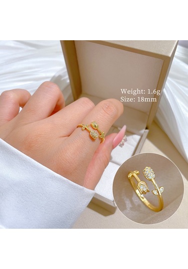 Geometrik Elmas Taşlı Yuvarlak İnci Yüzük No.92 Çok Renkli