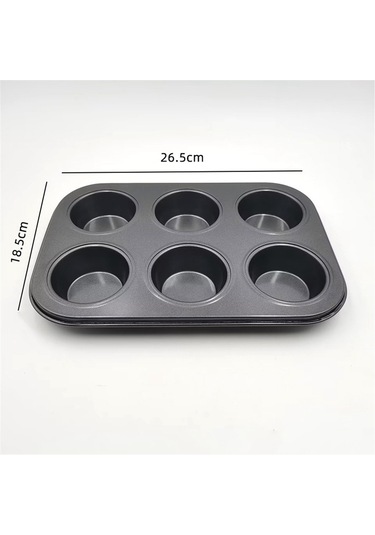 Paket Yapışmaz Muffin Kalıbı Karbon Çelik Kek Kalıbı Muffin Kalıbı Siyah