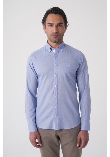 Bisse Erkek Regular Fit Uzun Kol Mavi Gömlek Gmktn250016 D35 Mavi