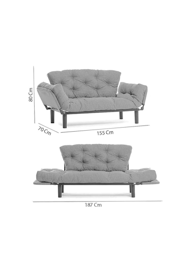 Pafu Nitta İkili Kanepe Keten Açık Gri Açık Gri