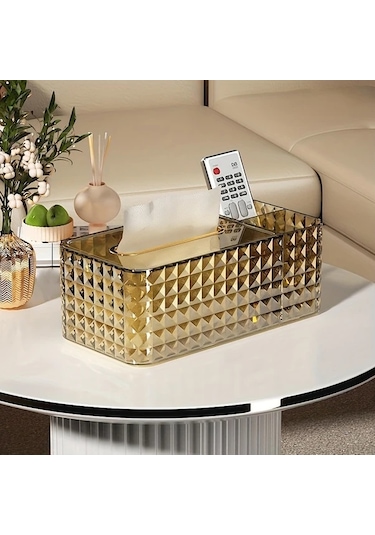 Technolo1 Basit Ve Pratik Altın Rengi Mendil Kutusu Kapak Çok Amaçlı Ev Ve Araba Düzenleyici Altın